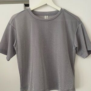 Anthropologie Silver-Periwinkle Shimmer Short Sleeve Tee